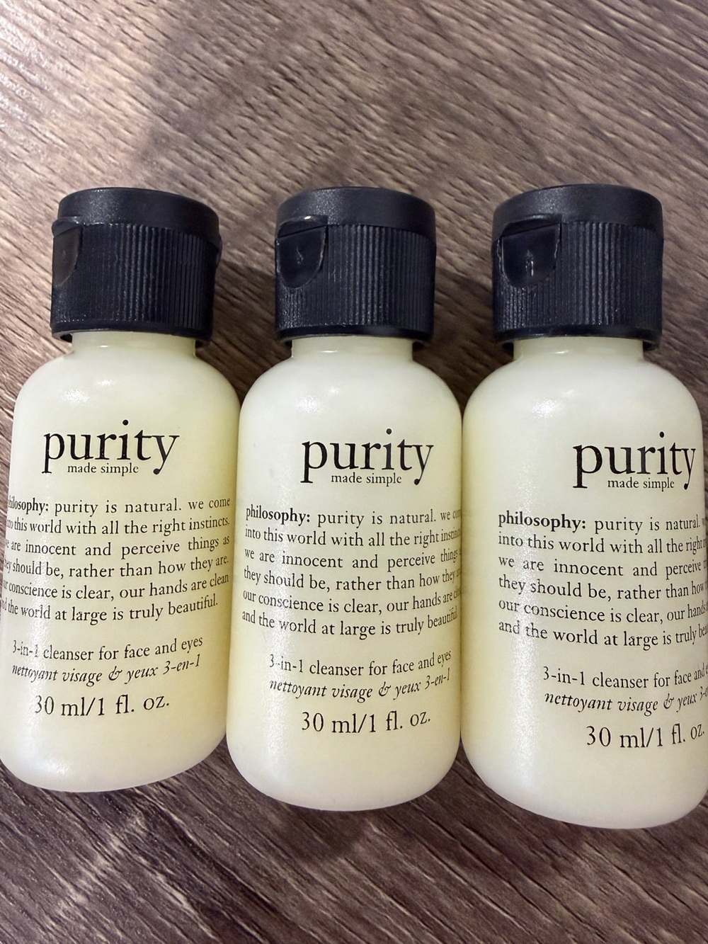 3 x Philosophy Purity Made Simple 3-in-1 Cleanser for Face and Eyes 30 ml NEW
